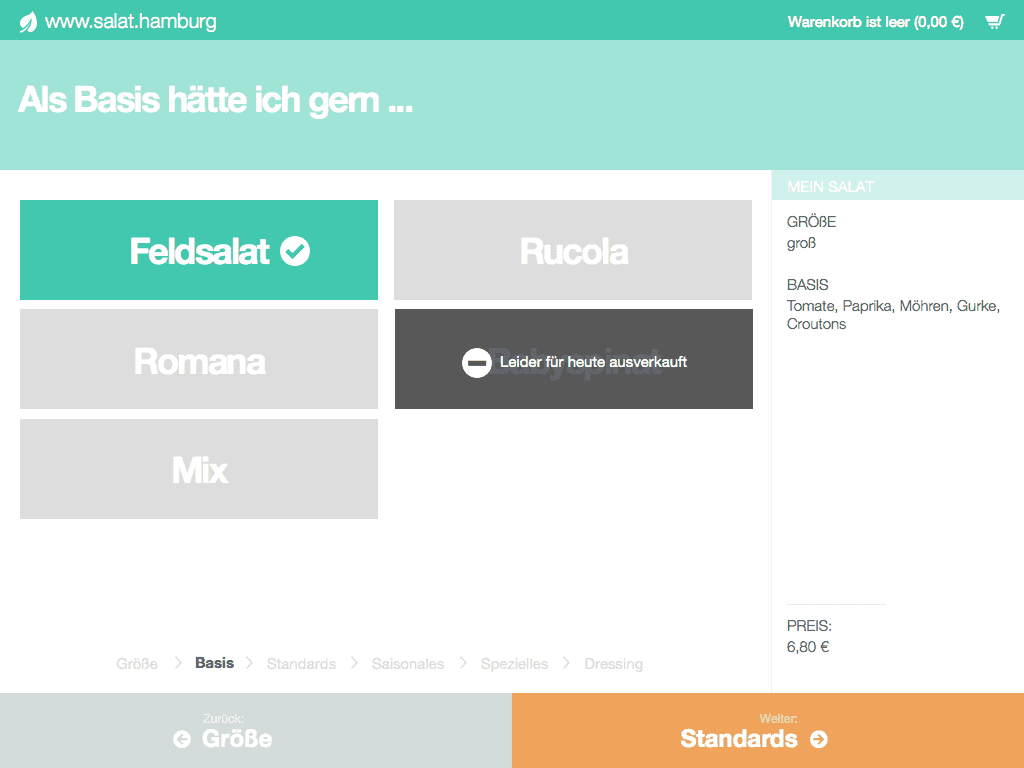 Der Prototyp des STADTSALAT Webshops